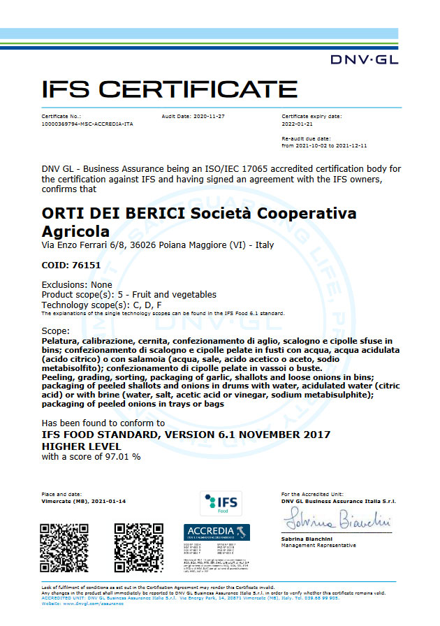 Certificazione IFS