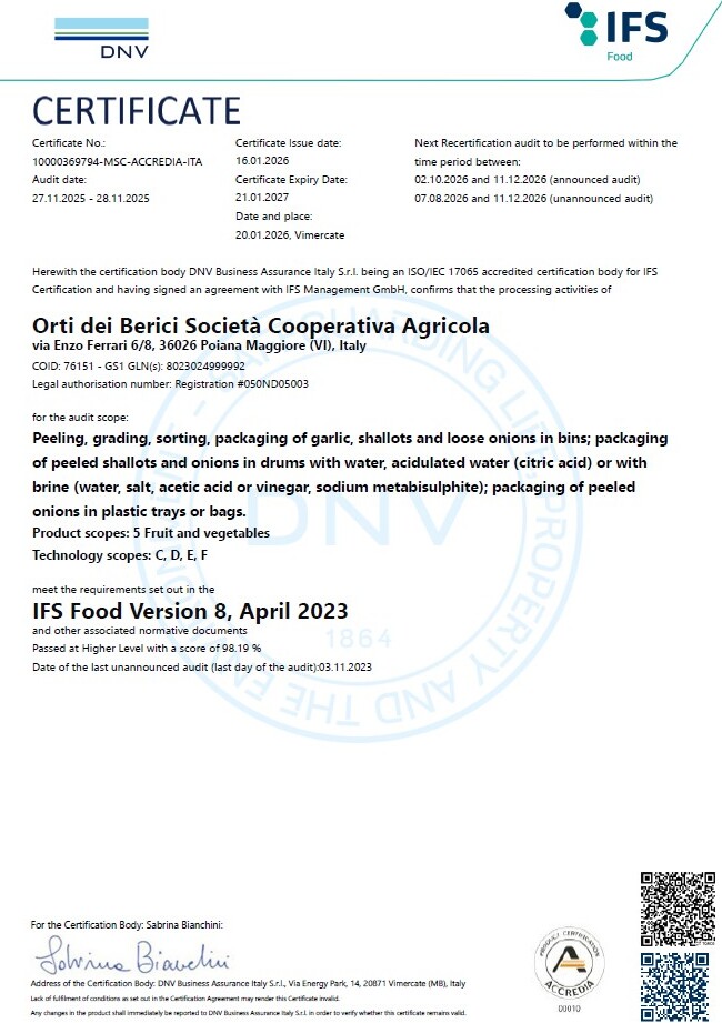 Certificazione IFS EN
