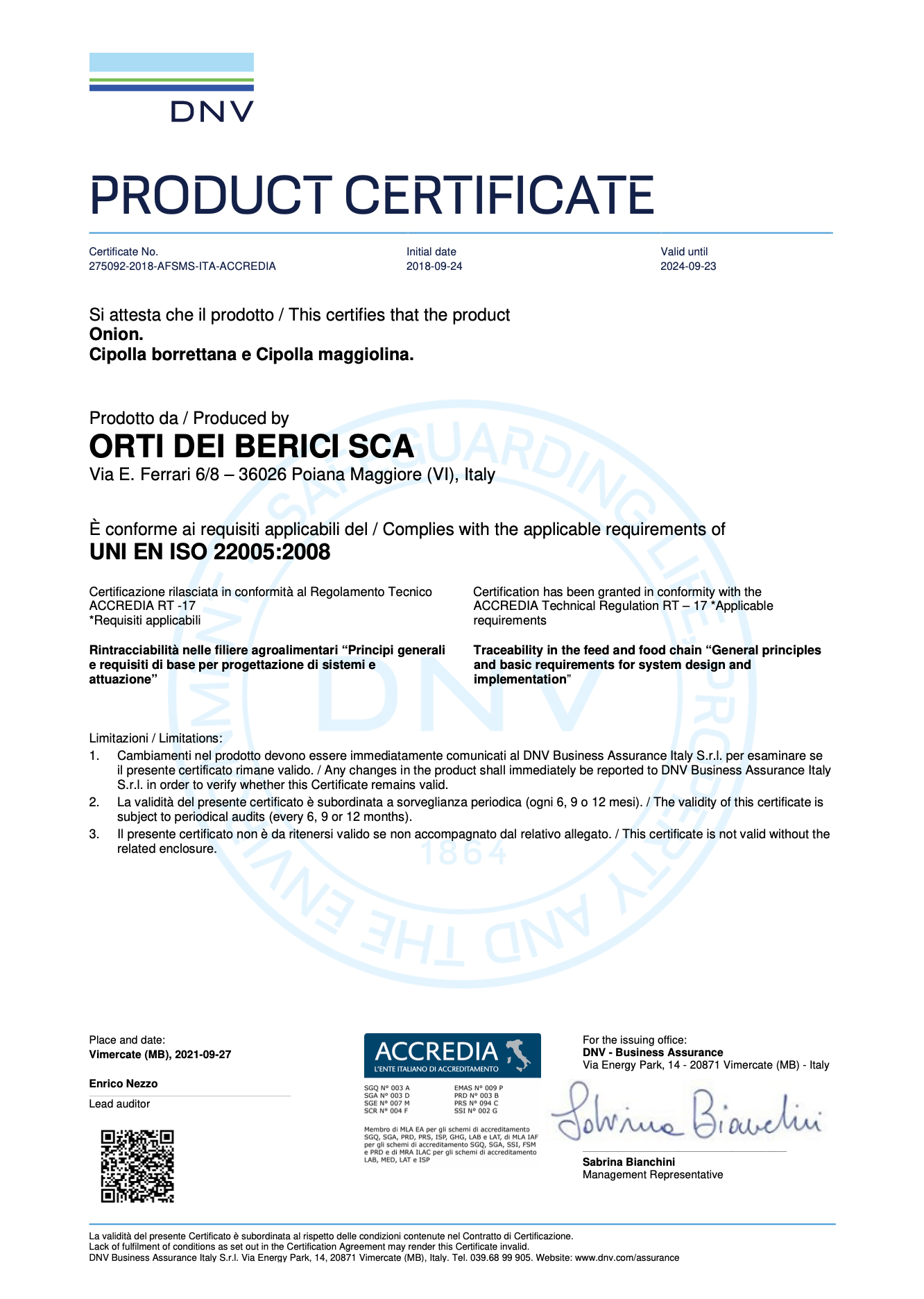 ISO 22005 Rintracciabilità di filiera